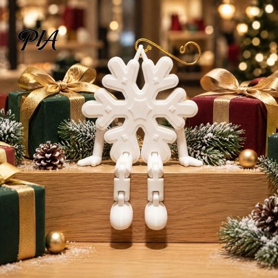 Customizable Christmas Tree Pendant 3D Printed Snowflake Pendant, Movable Joint Hanging Ornament for Holiday Ornaments Decor, Articulated Figurine