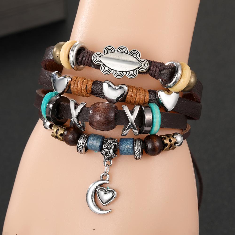 Винтажные кожаные тканые многослойные браслеты в этническом стиле в стиле бохо Эффектные украшения для женщин и мужчин