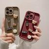 Мягкий чехол для iPhone 16 Pro "Кофейный медведь" с наждачной поверхностью - Совместим с Apple 13/15 Высокий бамбук Мелкое отверстие Стерео Защитный чехол