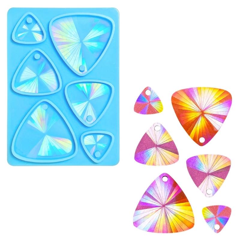 Holographic Resin Silicone Mold DIY Triangle Earrings Keychain Pendant Mould Light and Shadow Crystal Epoxy Molds Crafts