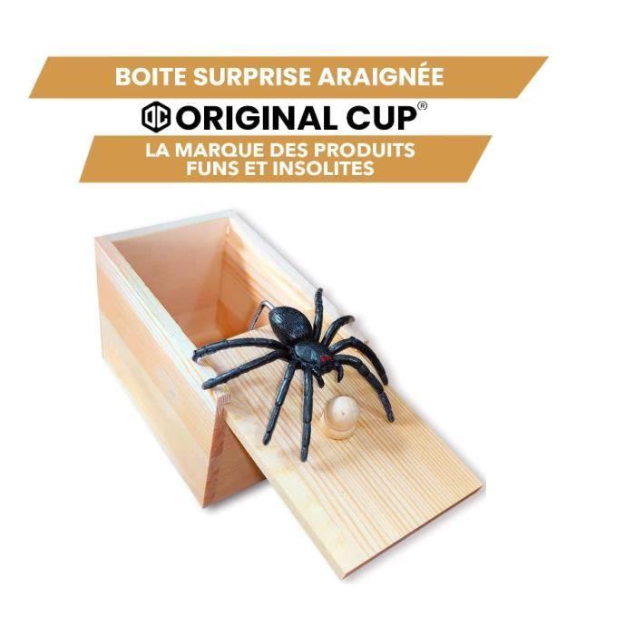 Boite Surprise Araignée Spider Prank - Boite en Bois Naturel - Farce et Attrape pour Halloween