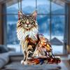 Cat Stained Art Ornament Acrylic Window Hanging Sun Catcher Colorful Cat Panel Wall Hanging Art Decor for Cat Lovers