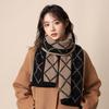 Red Plaid Scarf Women's Autumn and Winter High-end Sense Versatile Christmas Birthday Gift New Wool Knitted Scarf