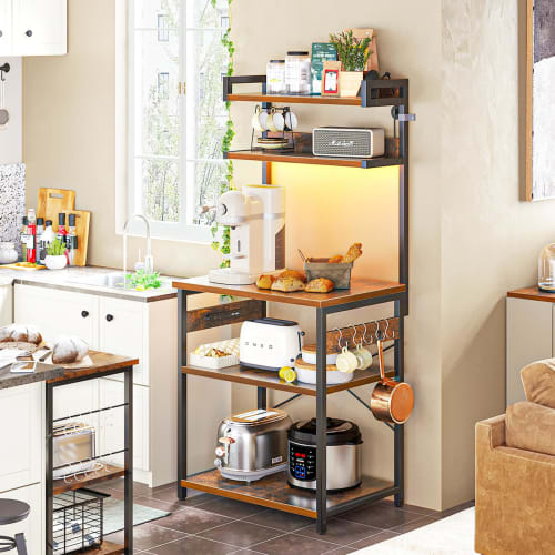 KKL Kitchen Rack, Range Rack, Kitchen Shelf, Microwave Stand, Kitchen Storage, Dish Cabinet, 5-Tier, Adjustable Shelf Height, 60cm Wide, 35cm Deep, 15