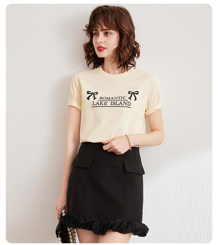 Fashion casual printed round neck short sleeved women's T-shirt