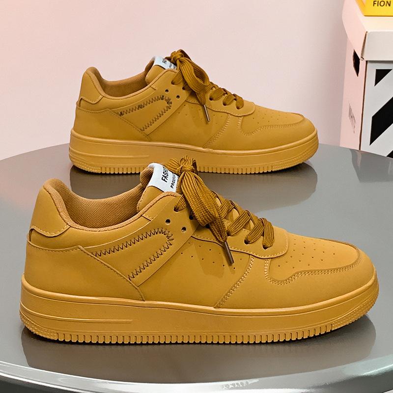Men's Shoes New Summer Breathable Thick-soled Versatile Wheat-colored Casual Shoes Men's Height-increasing Sports Board Shoes
