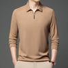 Long Sleeve T-Shirt Men'S Business Casual High-End Medium Men'S Solid Color Fine-Grain Scissor Neck Polo Shirt