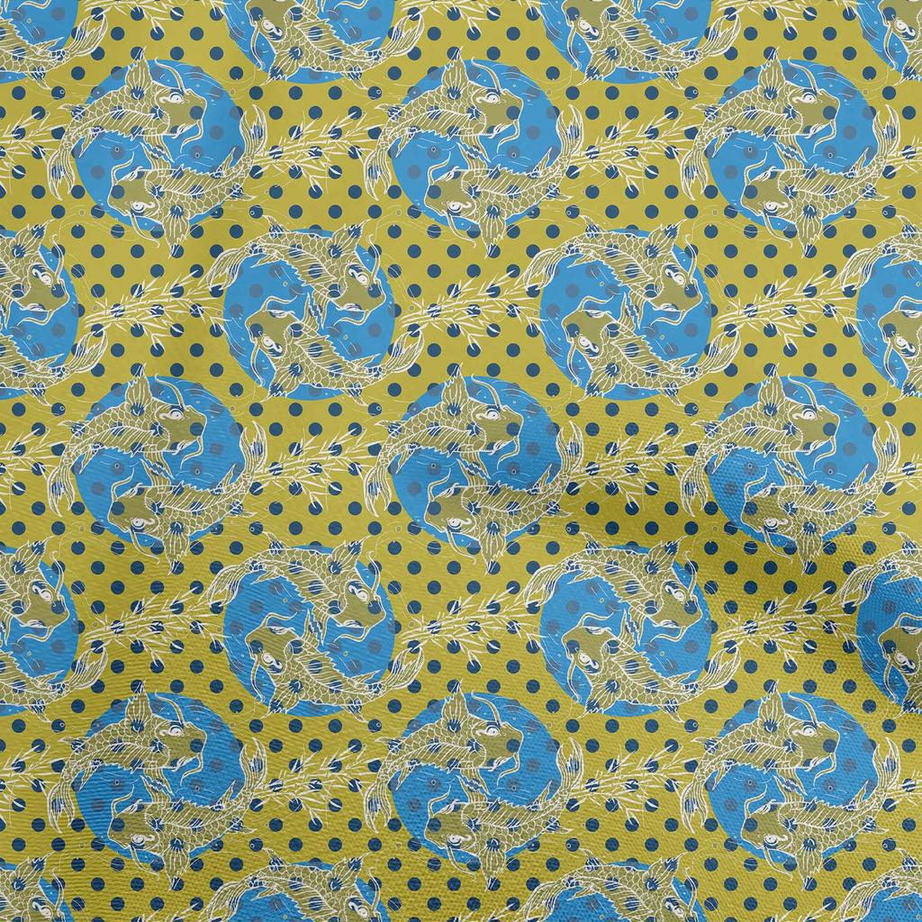 oneOone Cotton Flex Brown Fabric Asian Japanese Koi Fish Craft Projects Decor Fabric Printed By The Yard 40 Inch