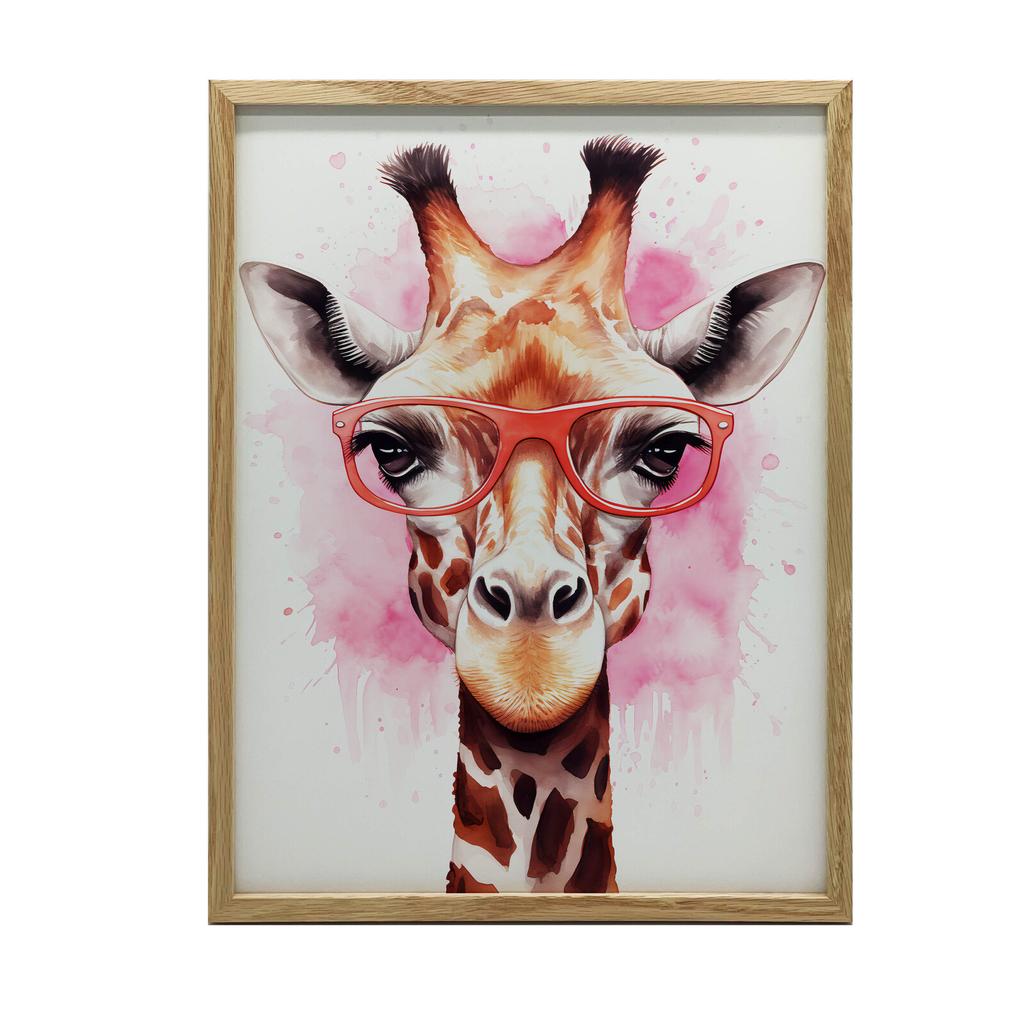 Pink Giraffe With Glasses Pink Giraffe With Glasses, 40X50 Cm, Frameless, Matte Paper 230 Gsm