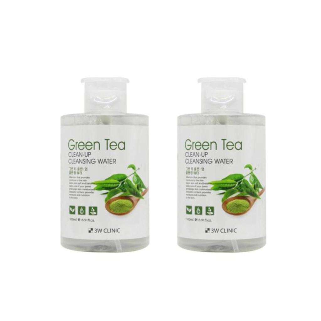 3w Clinic Очищающая вода с зеленым чаем 500 мл (3 варианта)