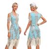 1920S Retro Ball Embroidered Fringed Dress Cocktail Party Large Size Sequined Beaded Mesh Dress