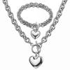 2025 Women's O-shaped Hollowed Out Heart-shaped Accessory Necklace Bracelet Set in Gold