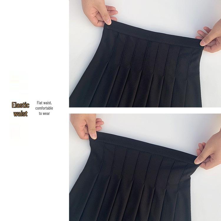 Новая женская плиссированная миди-юбка: Слимминг, Высокая талия, Дышащий, Эластичная талия, с карманами.