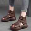 Spring and Summer Fish Mouth Hollow Boots Thick-soled Wedge Sandals Rear Zipper Waterproof Platform Breathable Sandals