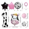 Temu Cow 40-Inch Digital Aluminum Film Balloon Set Black And White Farm Theme Birthday Decoration Balloon
