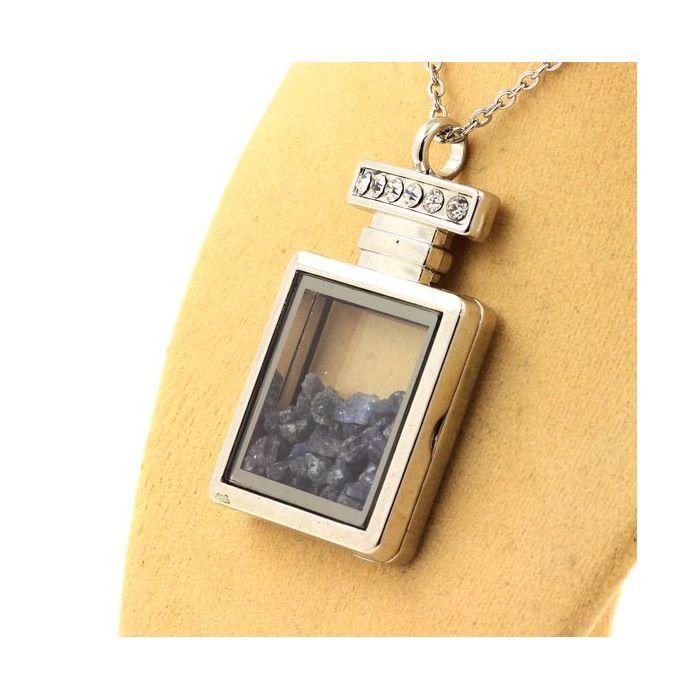 Pierres et Minéraux. Collier Saphir brut. Modèle flacon.