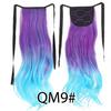 Colorful Ombre 2 Tone Cosplay Ponytail Hair Extension Body Wavy Fake One Piece Clip In Tie Up Pony Tail Dark Green/Green