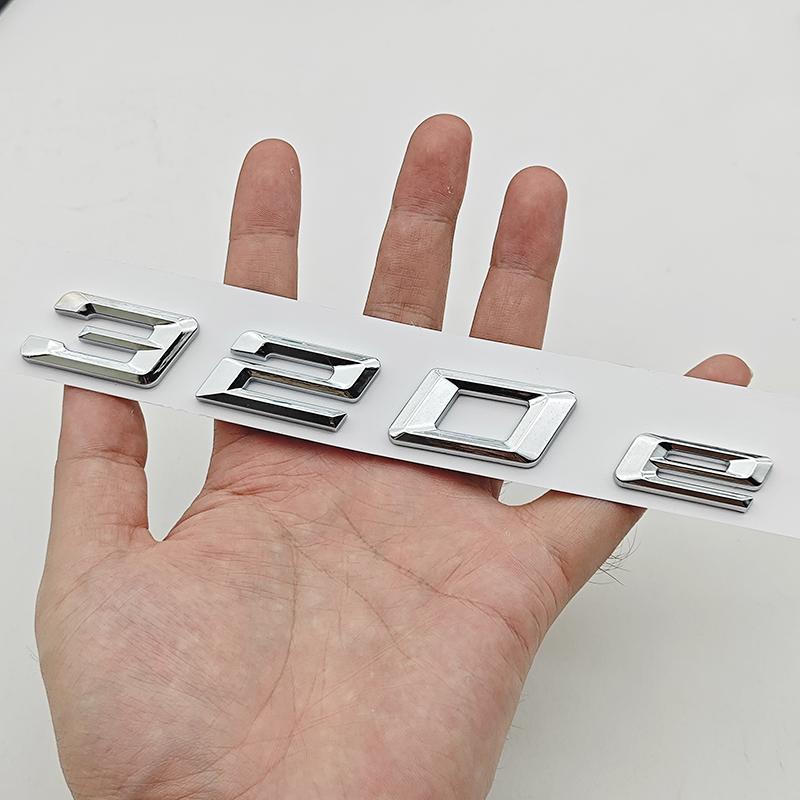 AAAOQ1 3D ABS Chrome Car Letters Logo 320e Rear Trunk Badge Emblem Sticker For BMW 3 Series EV 320e Auto Tail Marking Accessories