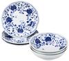 Kaneshotouki Sunuupii Indigo Arabesque Plate and Bowl Set of 6 Box 630743 "Gift Included"