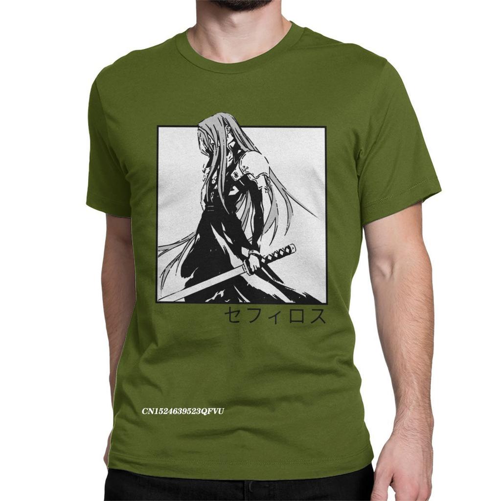 Sephiroth Ffvii Final Fantasy Футболка большого размера для мужчин Хлопковая потрясающая футболка Футболки Harajuku Графическая одежда Уникальная