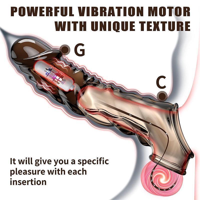 1 шт. силиконовый рукав для пениса с кольцом для увеличения пениса, перезаряжаемый многоразовый реалистичный текстурированный увеличитель пениса, товары для взрослых с задержкой эякуляции