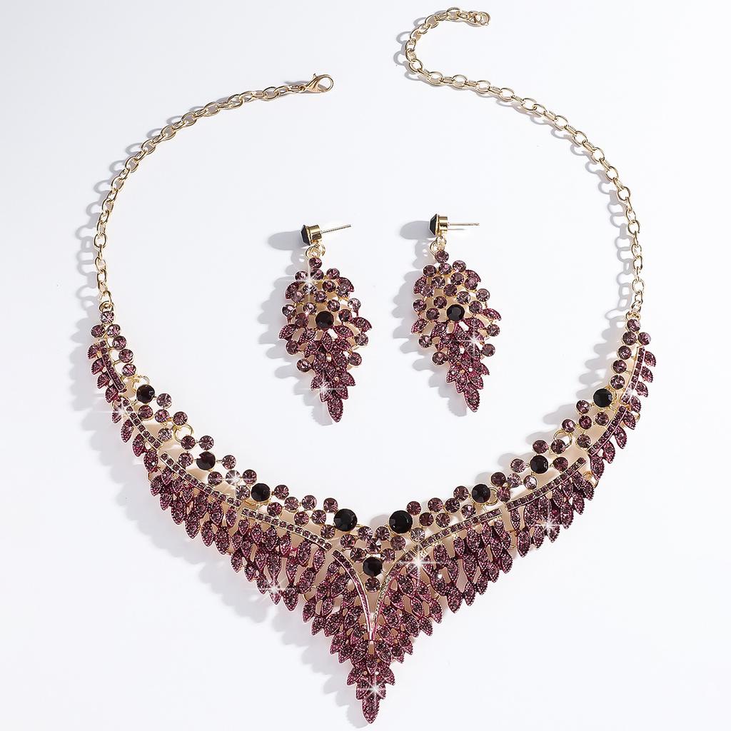 Серьги из сплава с золотым покрытием, ожерелье, преувеличенные винтажные аксессуары, набор для платья, ювелирные изделия с бриллиантами