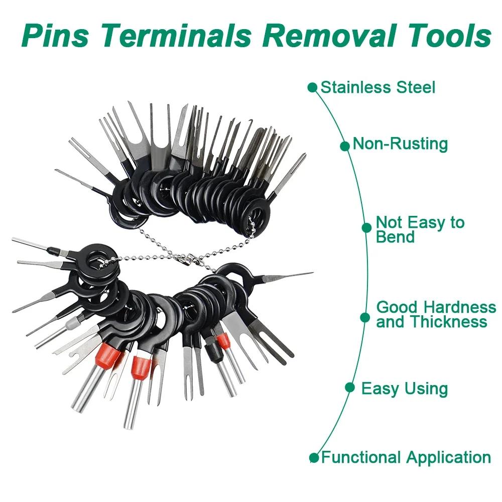 11-59pcs Car Terminal Removal Kit Box Wire Plug Connector Extractor Puller Release Pin Extractor Set Terminal Plug Repair Tools