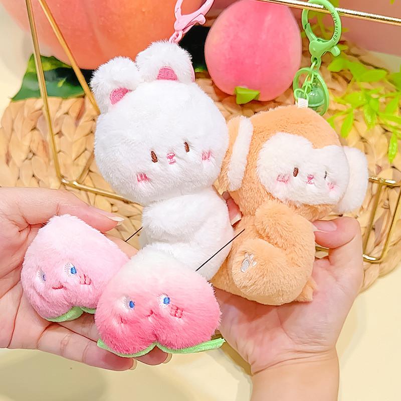 Rabbit Cute Monkey Plush Keychain Stretchable Design Children Collectors Gift