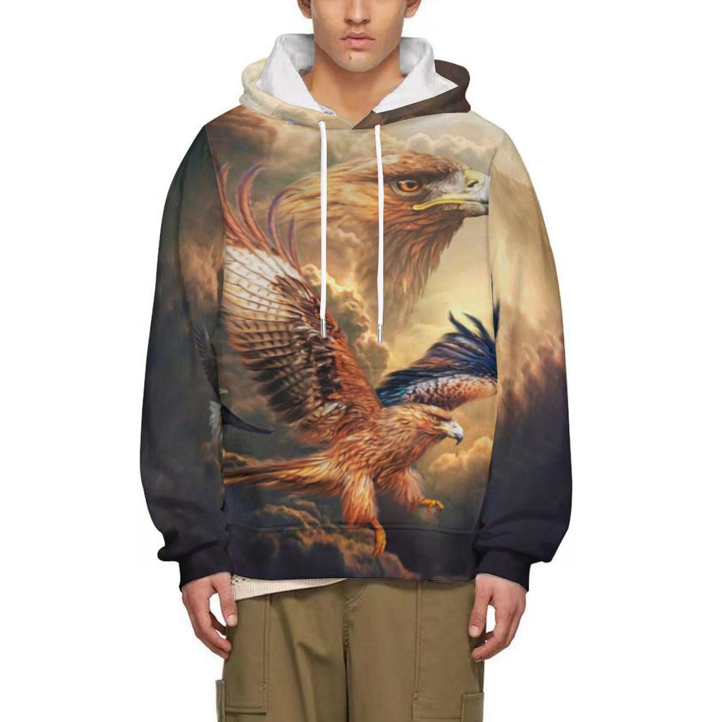 Модный худи с 3D-принтом американского флага и орла, мужская повседневная толстовка, уличная одежда Харадзюку, пуловер с длинным рукавом
