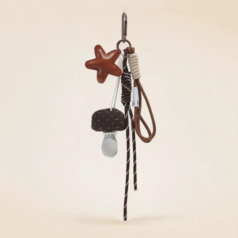Yogodlns Bag Pendant Cartoon Nylon Woven Bag Accessories Star Mushroom Handbag Pendant For Women Gift