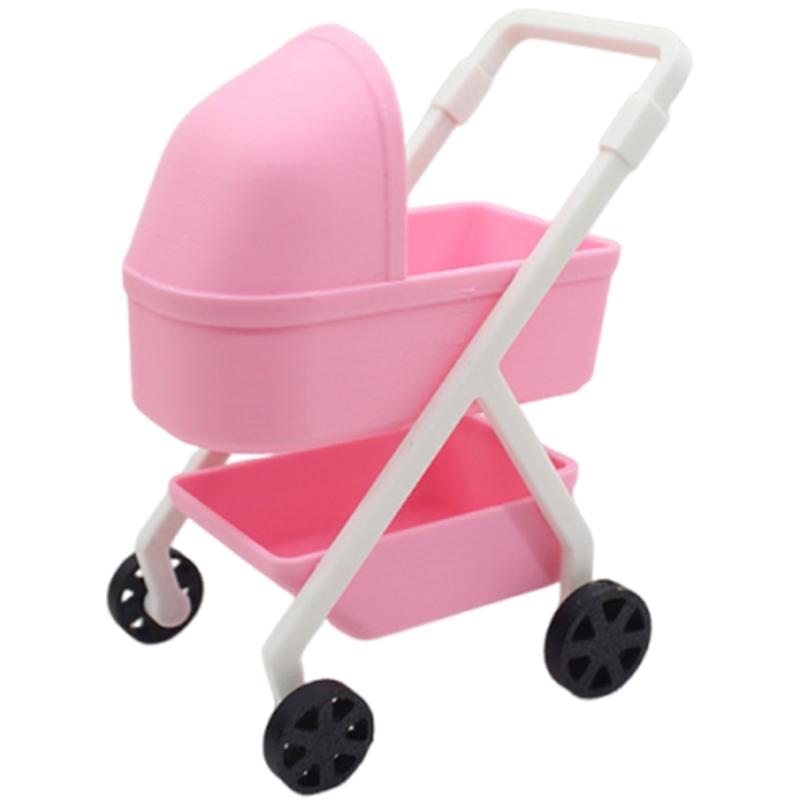 1/12 Doll House Baby Stroller Model Figurine Doll House Nursery Room Decoration Scene Display Accessory for Craft Model