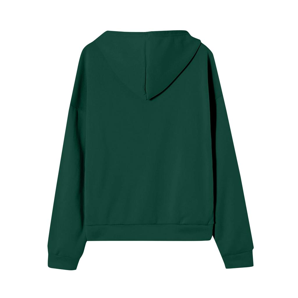 Женская мода Повседневные толстовки с капюшоном и длинным рукавом однотонные топы