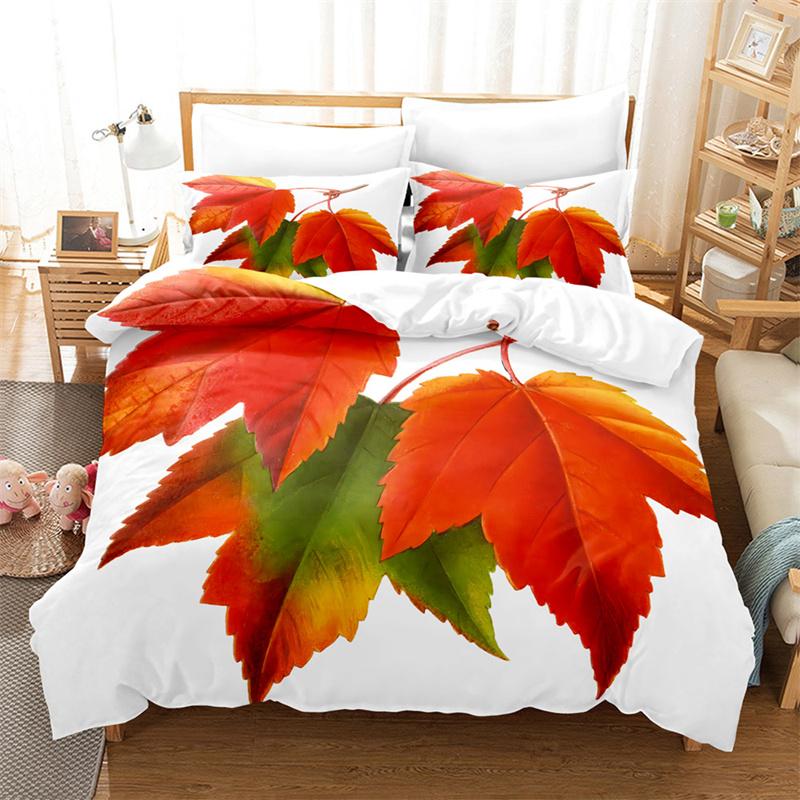 Colorful Leaves Bedding Sets Plants Duvet Cover Boys Girls Duvet Cover Set King Quilt Cover Bedroom Bed Set Queen Bedding Set