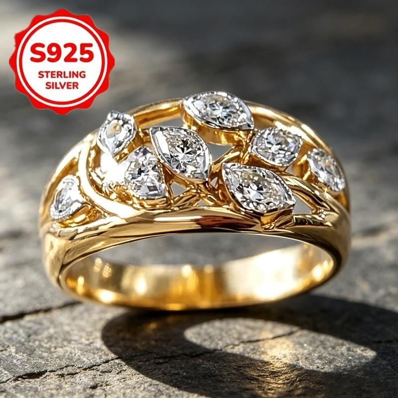 Elegant and Luxurious Women's Ring1item925Pure silver set with shine3A Zirconia jewelry is very suitable for various occasions pcs Party scene