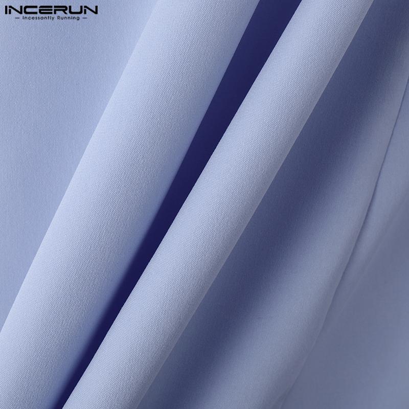 INCERUN Mens Deep V Neck Lace Hem Long Sleeve Irregular Bow Knot Loose Shirts Tops