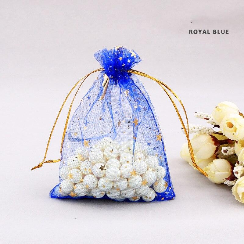 50Pcs Organza Bags Stars & Moon Design Gift Bag Tulle Packaging Transparent Wedding Party Gift Bags Jewelry Candy Pouches