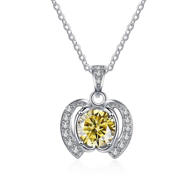 Bague Ringen Трендовое женское круглое ожерелье из муассанита весом 1 карат, подвеска в форме яблока, цепочка на ключицы, серебро 925, ювелирные изделия на Рождество