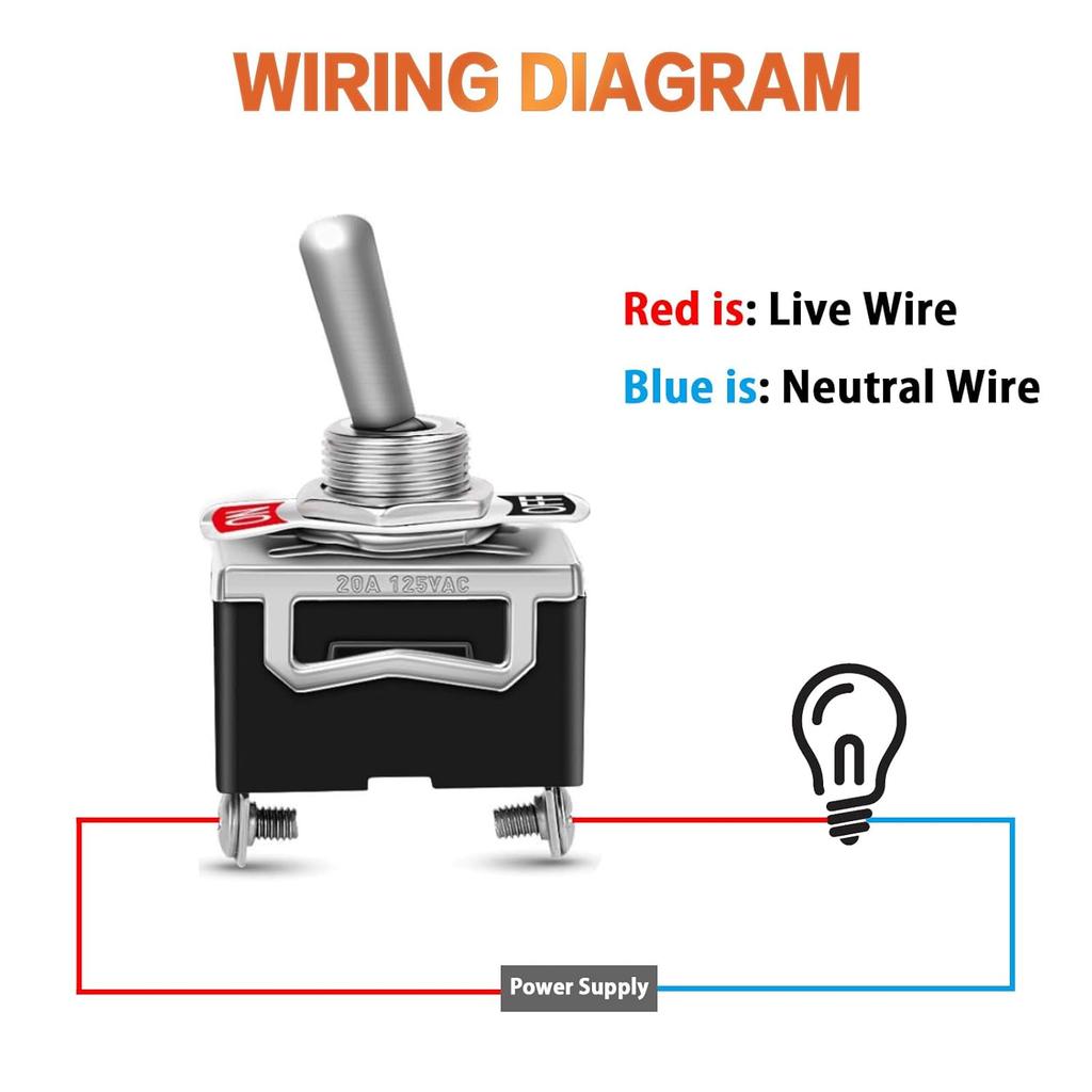 8 Pack Toggle Switches, 2 Pin 20A 125V AC/ 15A 250V AC ON Off Switch, SPST Car Rocker Switches With Boot Cap Cover, 12V Heavy Duty Waterproof Toggle