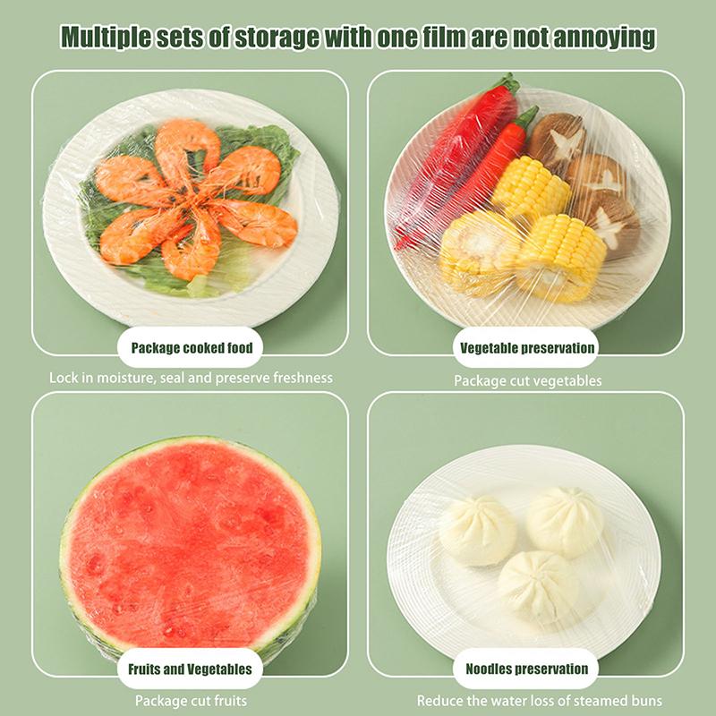 100 шт. одноразовые пищевые крышки пластиковые для хранения свежих продуктов пищевые крышки для овощей и фруктов эластичные крышки для мисок кухонное хранение