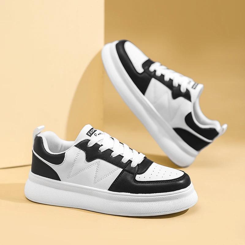 Повседневная женская спортивная обувь из ПУ кожи, дышащая, на шнуровке, модная, легкая, противоскользящая, для ходьбы, на толстой подошве