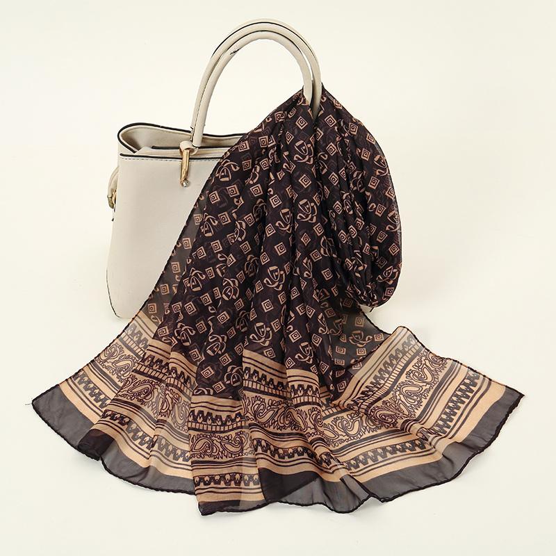 Новые шифоновые шарфы в индийском стиле, женские, дышащие, тонкие, из имитации шелка, женский платок и накидки, женский хиджаб с принтом, шаль