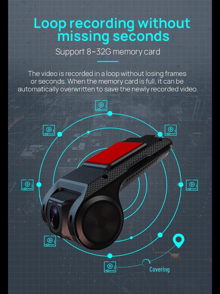 Видеорегистратор ADAS HD Starlight Night Vision из цинкового сплава с центральным управлением через USB