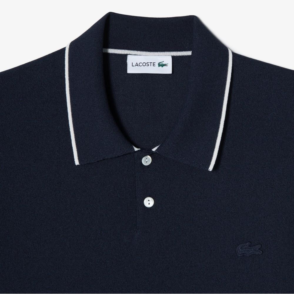 [lacoste] Men's Tipped Paper Short Sleeve Sweater Polo Shirt PH744E-56G166