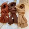 Autumn And Winter New Women'S Solid Color Small Scarf Korean Version Simple And Versatile Warm Neck Protection High-End Scarf Shawl