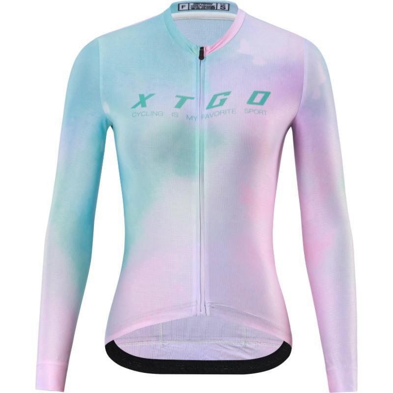 Womens Cycling Jersey Long Sleeve Quick-Dry Breathable Bike Top Road