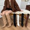 Hong Kong Fashion Pointed Two Wear Big Boots Matte Suede Thin Heel Boots Belt Buckle Knee Knight Boots Women