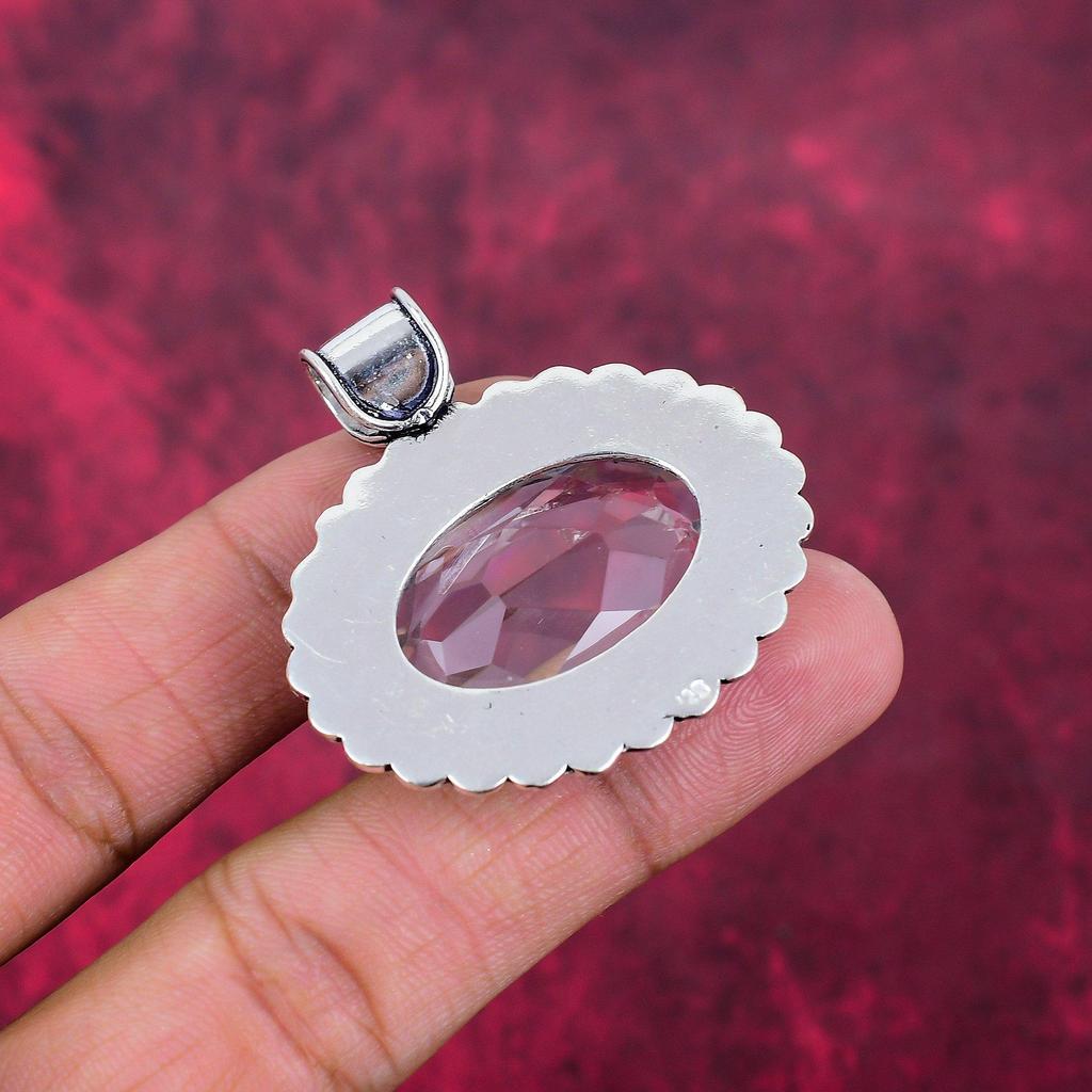 Подвеска из чистого серебра 925 пробы с белым топазом, подвеска из драгоценных камней ручной работы на День памяти