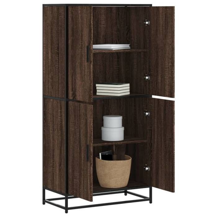 VidaXL Buffet haut chêne marron 68x35x139 cm bois d'ingénierie, armoire latérale, armoire de rangement haute, vitrine haute, 3300834