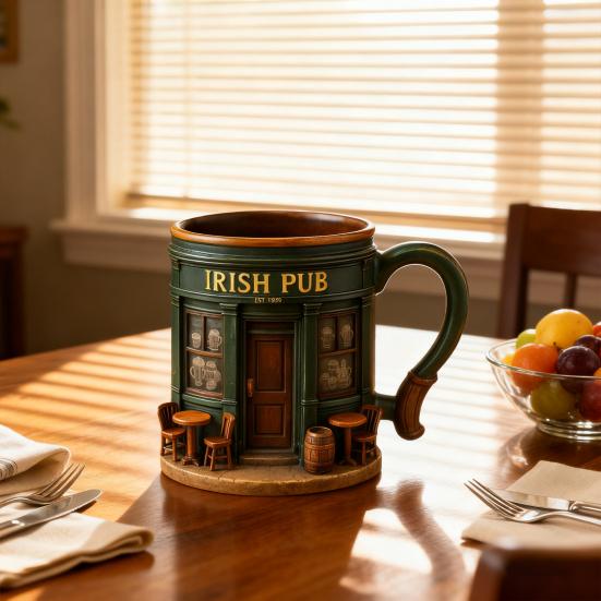 Ирландская кофейная кружка 3D объемом 330 мл для завтрака, чая, кофе, пива, сока, из смолы, для мужчин, женщин, семьи и друзей.