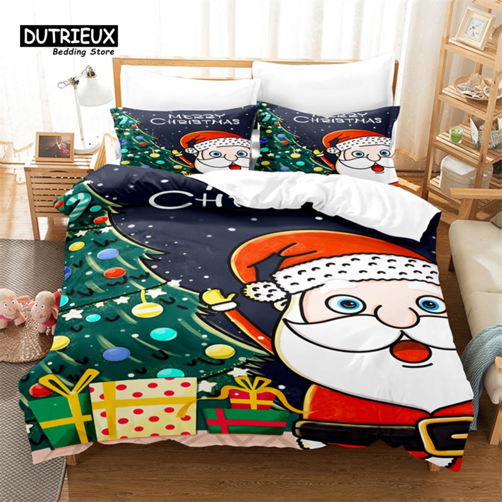 Christmas Digital Printing Bedding Set Christmas Santa Duvet Cover Set 3D Bedding Linen Queen Size Fashion Design